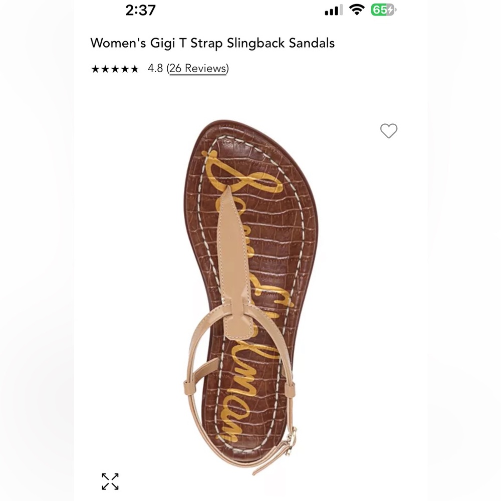 Sam Edelman Gigi sandal lovingly worn great condition tan patent leather vegan